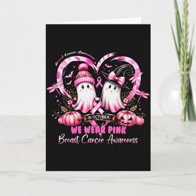 In October We Wear Nk Breast Cancer Heart Dragonfl Card (Front)