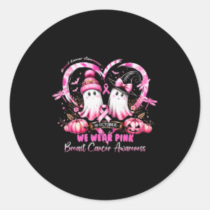In October We Wear Nk Breast Cancer Heart Dragonfl Classic Round Sticker