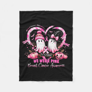 In October We Wear Nk Breast Cancer Heart Dragonfl Fleece Blanket