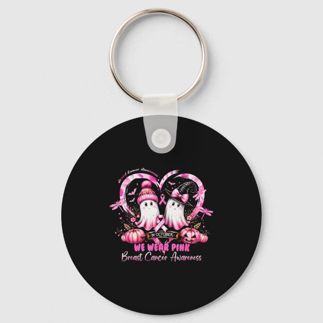 In October We Wear Nk Breast Cancer Heart Dragonfl Key Ring (Front)