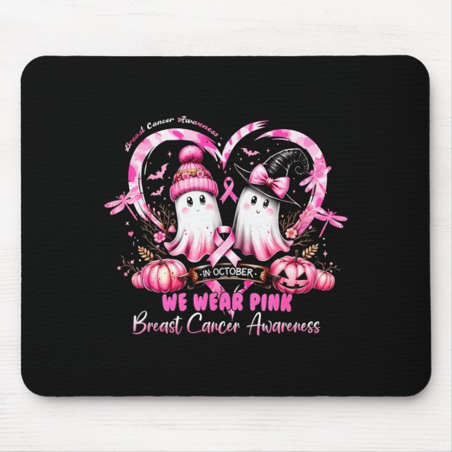 In October We Wear Nk Breast Cancer Heart Dragonfl Mouse Mat (Front)