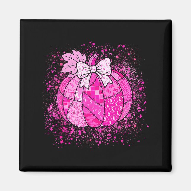 In October We Wear Nk Breast Cancer Pumpkin Hallow Magnet (Front)