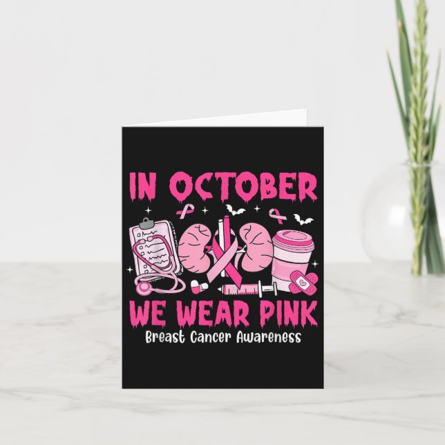 In October We Wear Nk Breast Cancer Urology Nurse  Card (Front)