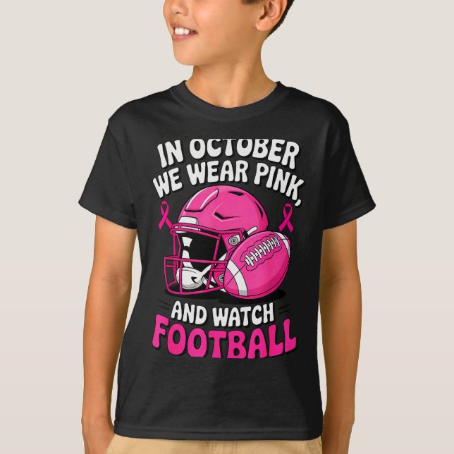 In October We Wear Nk Breast Football Cancer Aware T-Shirt (Front)