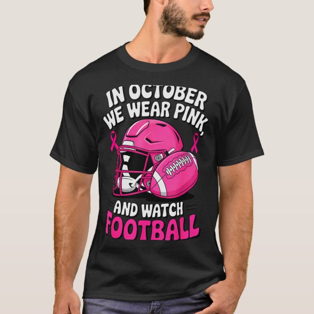 In October We Wear Nk Breast Football Cancer Aware T-Shirt (Front)