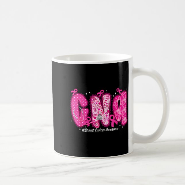 In October We Wear Nk Cna Nurse Breast Cancer Awar Coffee Mug (Right)