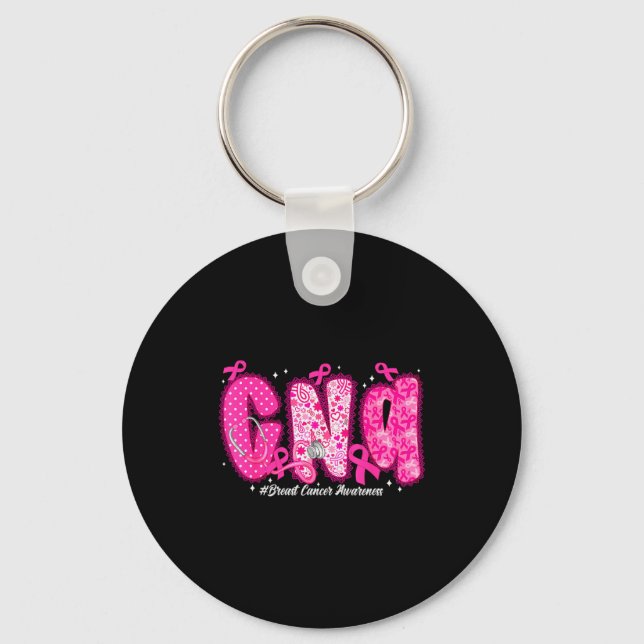 In October We Wear Nk Cna Nurse Breast Cancer Awar Key Ring (Front)