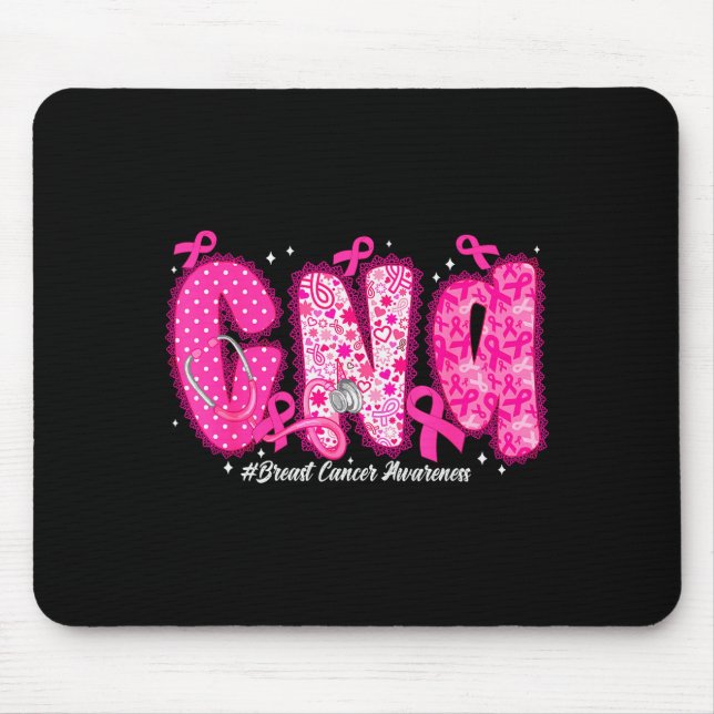 In October We Wear Nk Cna Nurse Breast Cancer Awar Mouse Mat (Front)