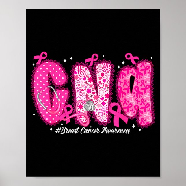 In October We Wear Nk Cna Nurse Breast Cancer Awar Poster (Front)
