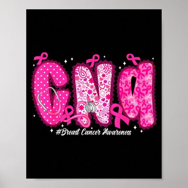 In October We Wear Nk Cna Nurse Breast Cancer Awar Poster (Front)