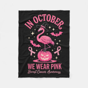 In October We Wear Nk Flamingo Halloween  Fleece Blanket