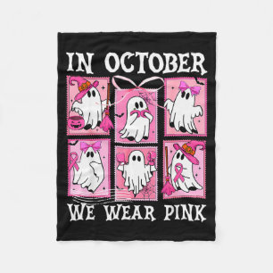 In October We Wear Nk Ghost Breast Cancer Hallowee Fleece Blanket