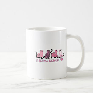 In October We Wear Nk Ghost Cats Breast Cancer Awa Coffee Mug
