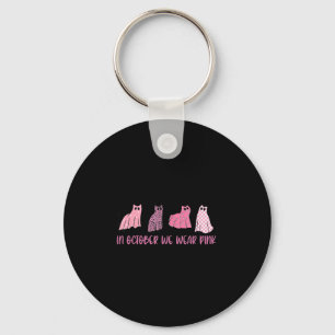 In October We Wear Nk Ghost Cats Breast Cancer Awa Key Ring