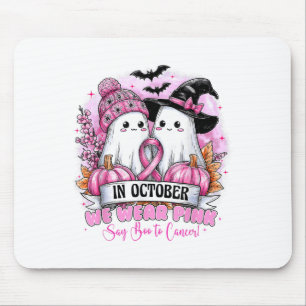In October We Wear Nk Ghost Halloween Breast Cance Mouse Mat