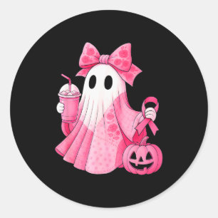 In October We Wear Nk Ghost Witch Breast Cancer Aw Classic Round Sticker