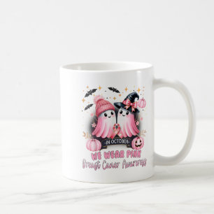 In October We Wear Nk Ghost Witch Breast Cancer Aw Coffee Mug