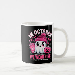 In October We Wear Nk Ghost Witch Breast Cancer Aw Coffee Mug