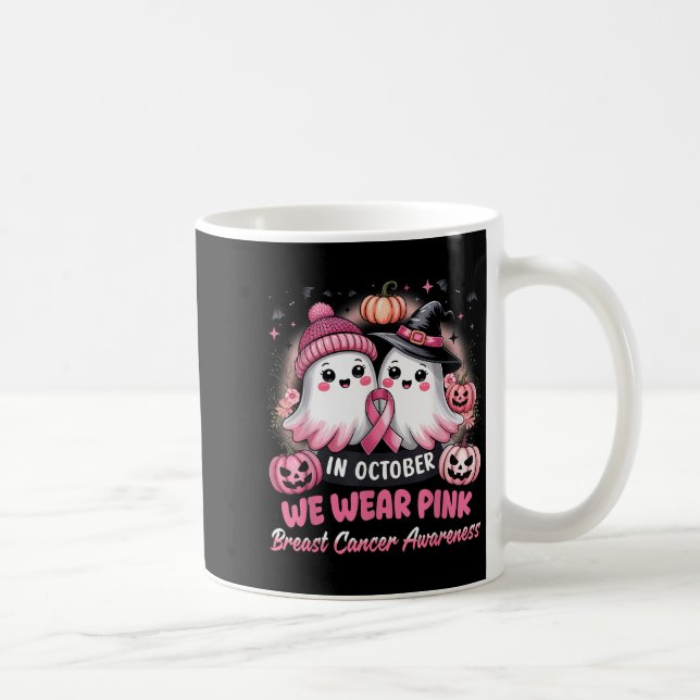 In October We Wear Nk Ghost Witch Breast Cancer Aw Coffee Mug (Right)
