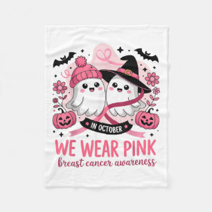 In October We Wear Nk Ghost Witch Breast Cancer Aw Fleece Blanket