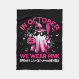 In October We Wear Nk Ghost Witch Breast Cancer Aw Fleece Blanket
