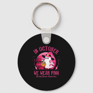 In October We Wear Nk Ghost Witch Breast Cancer Aw Key Ring