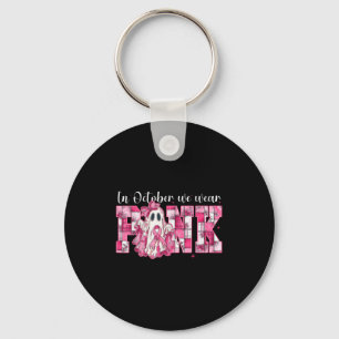 In October We Wear Nk Ghost Witch Breast Cancer Aw Key Ring