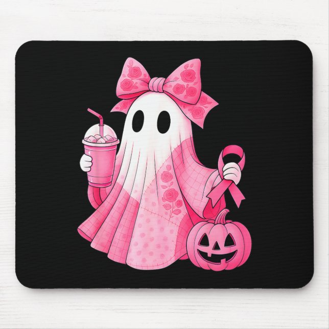 In October We Wear Nk Ghost Witch Breast Cancer Aw Mouse Mat (Front)