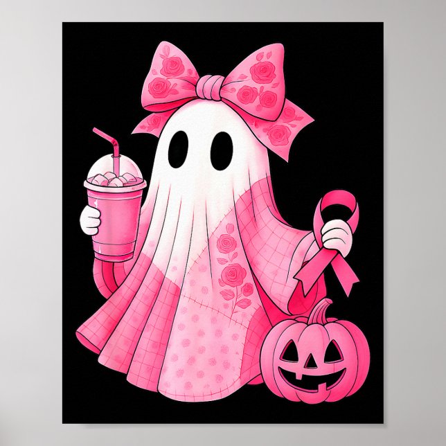 In October We Wear Nk Ghost Witch Breast Cancer Aw Poster (Front)