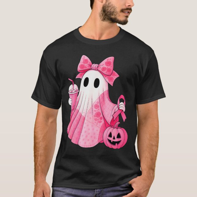 In October We Wear Nk Ghost Witch Breast Cancer Aw T-Shirt (Front)