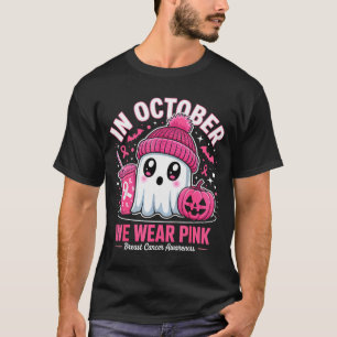 In October We Wear Nk Ghost Witch Breast Cancer Aw T-Shirt