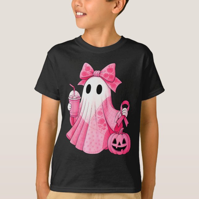 In October We Wear Nk Ghost Witch Breast Cancer Aw T-Shirt (Front)