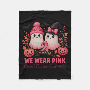 In October We Wear Nk Ghosts Breast Cancer Awarene Fleece Blanket