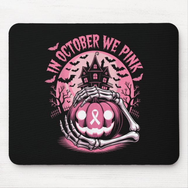 In October We Wear Nk Halloween Pumpkin Skeleton D Mouse Mat (Front)