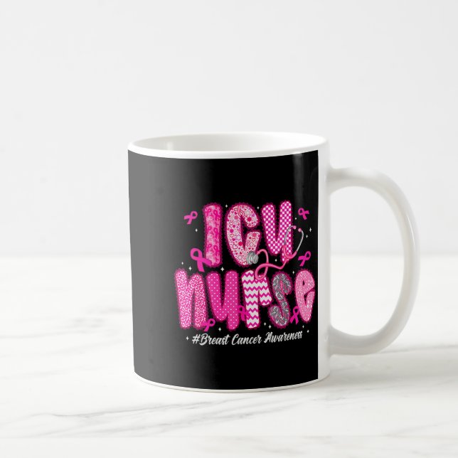In October We Wear Nk Icu Nurse Breast Cancer Awar Coffee Mug (Right)