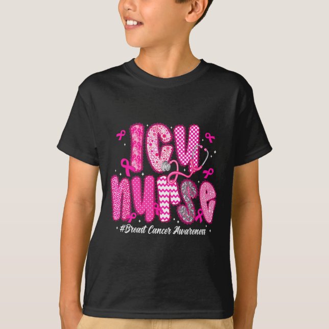 In October We Wear Nk Icu Nurse Breast Cancer Awar T-Shirt (Front)