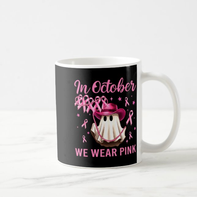 In October We Wear Nk Men Women Breast Cancer Awar Coffee Mug (Right)