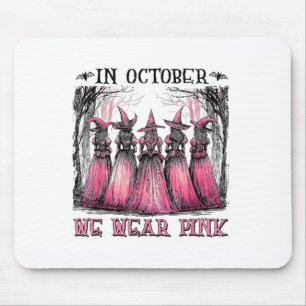 In October We Wear Nk Ribbon Witch Halloween Breas Mouse Mat