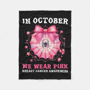 In October We Wear Nk Sder Web Breast Cancer Aware Fleece Blanket