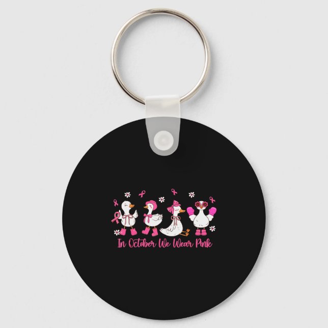 In October We Wear Nk Silly Goose Breast Cancer Aw Key Ring (Front)