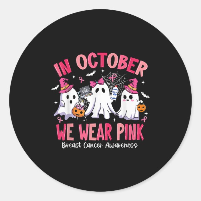 In October We Wear Nk Sonography Sonographer Breas Classic Round Sticker (Front)