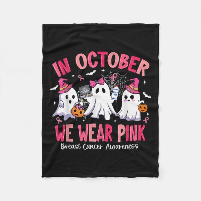 In October We Wear Nk Sonography Sonographer Breas Fleece Blanket (Front)