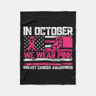 In October We Wear Nk Stal Worker Breast Cancer Fleece Blanket