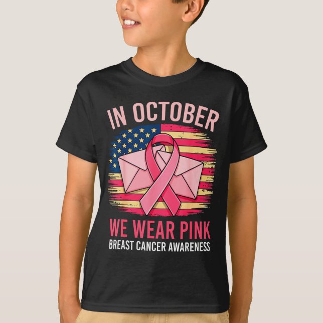 In October We Wear Nk Stal Worker Us Flag Breast C T-Shirt (Front)
