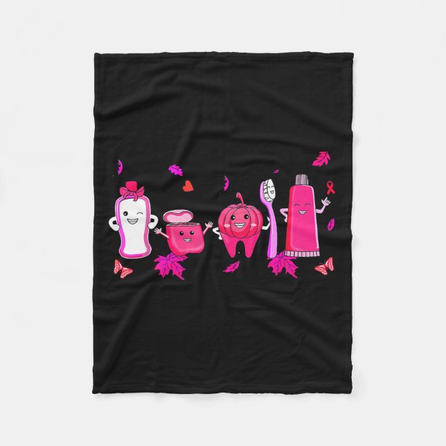 In October We Wear Nk Tooth Dental Breast Cancer A Fleece Blanket (Front)