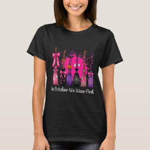 In October We Wear Nk Witch Broom Breast Cancer Ha T-Shirt