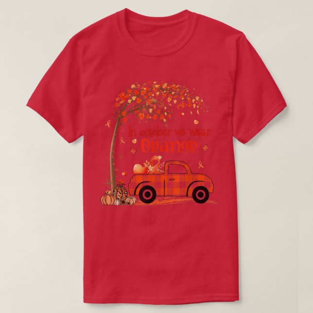 In October We Wear Orange Ribbon Truck Adhd Awaren T-Shirt (Design Front)