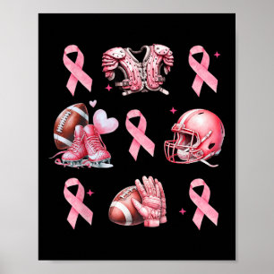 In October We Wear Pink And Watch Football Cancer Poster
