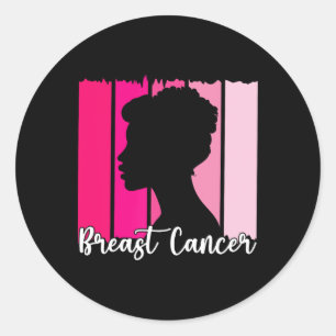 In October We Wear Pink Black Afro Women Breast Ca Classic Round Sticker