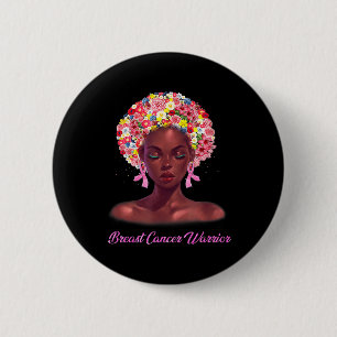 In October We Wear Pink Black Woman Breast Cancer 6 Cm Round Badge